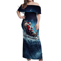 Skeleton Santa Claus Off Shoulder Maxi Dress Santa Claus Is Coming To Town - Wonder Print Shop