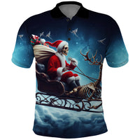 Skeleton Santa Claus Polo Shirt Santa Claus Is Coming To Town - Wonder Print Shop