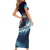 Skeleton Santa Claus Short Sleeve Bodycon Dress Santa Claus Is Coming To Town - Wonder Print Shop