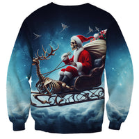 Skeleton Santa Claus Sweatshirt Santa Claus Is Coming To Town - Wonder Print Shop