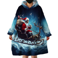 Skeleton Santa Claus Wearable Blanket Hoodie Santa Claus Is Coming To Town - Wonder Print Shop