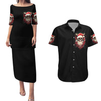 Skull Santa Claus Couples Matching Puletasi Dress and Hawaiian Shirt Ho Ho Ho Madafakas - Wonder Print Shop