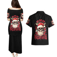 Skull Santa Claus Couples Matching Puletasi Dress and Hawaiian Shirt Ho Ho Ho Madafakas - Wonder Print Shop