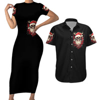 Skull Santa Claus Couples Matching Short Sleeve Bodycon Dress and Hawaiian Shirt Ho Ho Ho Madafakas - Wonder Print Shop