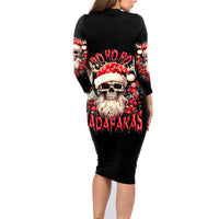 Skull Santa Claus Family Matching Long Sleeve Bodycon Dress and Hawaiian Shirt Ho Ho Ho Madafakas - Wonder Print Shop