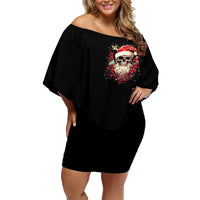 Skull Santa Claus Family Matching Off Shoulder Short Dress and Hawaiian Shirt Ho Ho Ho Madafakas - Wonder Print Shop