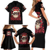 Skull Santa Claus Family Matching Short Sleeve Bodycon Dress and Hawaiian Shirt Ho Ho Ho Madafakas - Wonder Print Shop