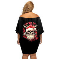 Skull Santa Claus Off Shoulder Short Dress Ho Ho Ho Madafakas - Wonder Print Shop