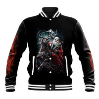 Viking Santa Claus Baseball Jacket Vahalla Santa Clau Coming - Wonder Print Shop