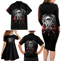 Viking Santa Claus Family Matching Long Sleeve Bodycon Dress and Hawaiian Shirt Vahalla Santa Clau Coming - Wonder Print Shop