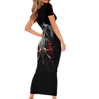 Viking Santa Claus Short Sleeve Bodycon Dress Vahalla Santa Clau Coming - Wonder Print Shop