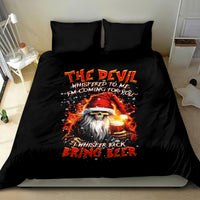 Skeleton Santa Claus Bedding Set The Devil Whispered To Me I'm Coming For You I Whisper Back Bring Beer - Wonder Print Shop