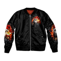 Skeleton Santa Claus Bomber Jacket The Devil Whispered To Me I'm Coming For You I Whisper Back Bring Beer - Wonder Print Shop