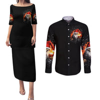 Skeleton Santa Claus Couples Matching Puletasi Dress and Long Sleeve Button Shirt The Devil Whispered To Me I'm Coming For You I Whisper Back Bring Beer - Wonder Print Shop