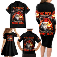 Skeleton Santa Claus Family Matching Long Sleeve Bodycon Dress and Hawaiian Shirt The Devil Whispered To Me I'm Coming For You I Whisper Back Bring Beer - Wonder Print Shop