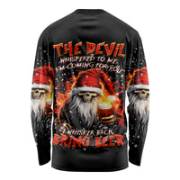 Skeleton Santa Claus Long Sleeve Shirt The Devil Whispered To Me I'm Coming For You I Whisper Back Bring Beer - Wonder Print Shop