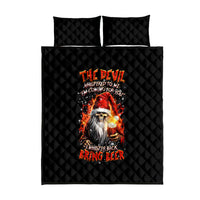Skeleton Santa Claus Quilt Bed Set The Devil Whispered To Me I'm Coming For You I Whisper Back Bring Beer - Wonder Print Shop
