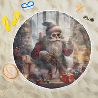 Skeleton Santa Claus Beach Blanket Repair For Christmas Santa Claus - Wonder Print Shop