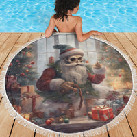 Skeleton Santa Claus Beach Blanket Repair For Christmas Santa Claus - Wonder Print Shop