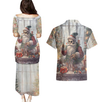 Skeleton Santa Claus Couples Matching Puletasi Dress and Hawaiian Shirt Repair For Christmas Santa Claus - Wonder Print Shop