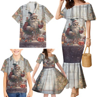 Skeleton Santa Claus Family Matching Mermaid Dress and Hawaiian Shirt Repair For Christmas Santa Claus - Wonder Print Shop