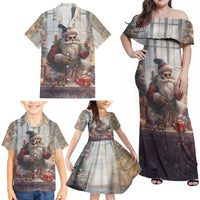 Skeleton Santa Claus Family Matching Off Shoulder Maxi Dress and Hawaiian Shirt Repair For Christmas Santa Claus - Wonder Print Shop