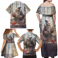 Skeleton Santa Claus Family Matching Off Shoulder Maxi Dress and Hawaiian Shirt Repair For Christmas Santa Claus - Wonder Print Shop