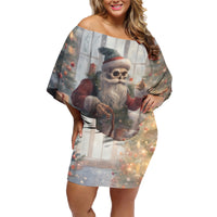 Skeleton Santa Claus Family Matching Off Shoulder Short Dress and Hawaiian Shirt Repair For Christmas Santa Claus - Wonder Print Shop