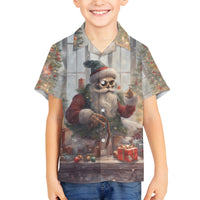 Skeleton Santa Claus Family Matching Puletasi Dress and Hawaiian Shirt Repair For Christmas Santa Claus - Wonder Print Shop