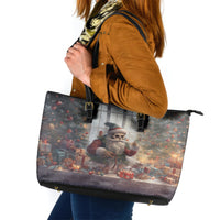 Skeleton Santa Claus Leather Tote Bag Repair For Christmas Santa Claus - Wonder Print Shop