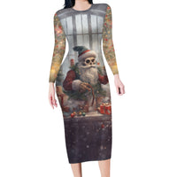 Skeleton Santa Claus Long Sleeve Bodycon Dress Repair For Christmas Santa Claus - Wonder Print Shop