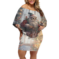 Skeleton Santa Claus Off Shoulder Short Dress Repair For Christmas Santa Claus - Wonder Print Shop