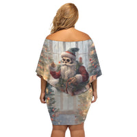 Skeleton Santa Claus Off Shoulder Short Dress Repair For Christmas Santa Claus - Wonder Print Shop