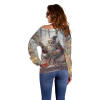 Skeleton Santa Claus Off Shoulder Sweater Repair For Christmas Santa Claus - Wonder Print Shop