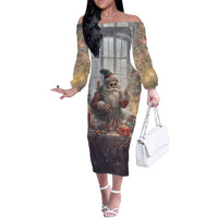 Skeleton Santa Claus Off The Shoulder Long Sleeve Dress Repair For Christmas Santa Claus - Wonder Print Shop