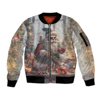 Skeleton Santa Claus Sleeve Zip Bomber Jacket Repair For Christmas Santa Claus - Wonder Print Shop