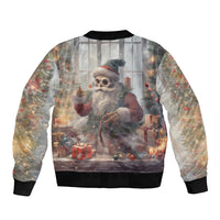 Skeleton Santa Claus Sleeve Zip Bomber Jacket Repair For Christmas Santa Claus - Wonder Print Shop