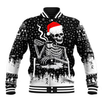 Skeleton Santa Claus Baseball Jacket Scary Skeleton Santa Claus Coming - Wonder Print Shop