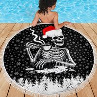 Skeleton Santa Claus Beach Blanket Scary Skeleton Santa Claus Coming - Wonder Print Shop