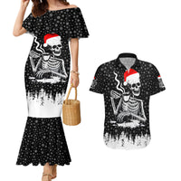 Skeleton Santa Claus Couples Matching Mermaid Dress and Hawaiian Shirt Scary Skeleton Santa Claus Coming - Wonder Print Shop