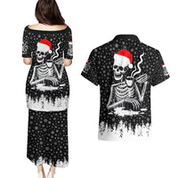Skeleton Santa Claus Couples Matching Puletasi Dress and Hawaiian Shirt Scary Skeleton Santa Claus Coming - Wonder Print Shop