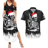 Skeleton Santa Claus Couples Matching Summer Maxi Dress and Hawaiian Shirt Scary Skeleton Santa Claus Coming - Wonder Print Shop