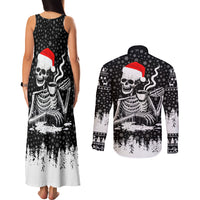 Skeleton Santa Claus Couples Matching Tank Maxi Dress and Long Sleeve Button Shirt Scary Skeleton Santa Claus Coming - Wonder Print Shop