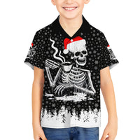 Skeleton Santa Claus Family Matching Off Shoulder Long Sleeve Dress and Hawaiian Shirt Scary Skeleton Santa Claus Coming - Wonder Print Shop