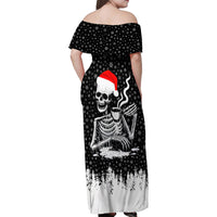 Skeleton Santa Claus Family Matching Off Shoulder Maxi Dress and Hawaiian Shirt Scary Skeleton Santa Claus Coming - Wonder Print Shop