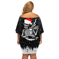 Skeleton Santa Claus Family Matching Off Shoulder Short Dress and Hawaiian Shirt Scary Skeleton Santa Claus Coming - Wonder Print Shop