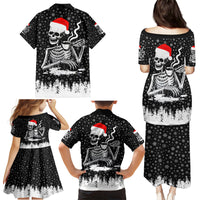 Skeleton Santa Claus Family Matching Puletasi Dress and Hawaiian Shirt Scary Skeleton Santa Claus Coming - Wonder Print Shop