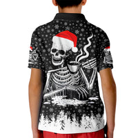 Skeleton Santa Claus Kid Polo Shirt Scary Skeleton Santa Claus Coming - Wonder Print Shop