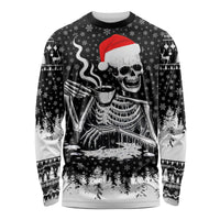 Skeleton Santa Claus Long Sleeve Shirt Scary Skeleton Santa Claus Coming - Wonder Print Shop