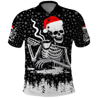 Skeleton Santa Claus Polo Shirt Scary Skeleton Santa Claus Coming - Wonder Print Shop